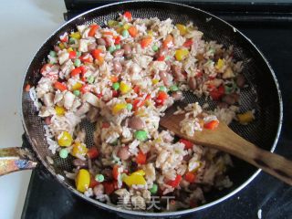 彩椒鸡丁红豆饭的做法步骤：11