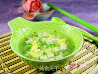 清新爽口的---豌豆豆腐蛋花汤的做法步骤：10