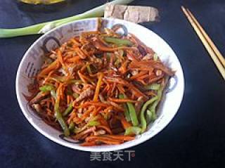 青椒胡萝卜丝炒里脊的做法步骤：12
