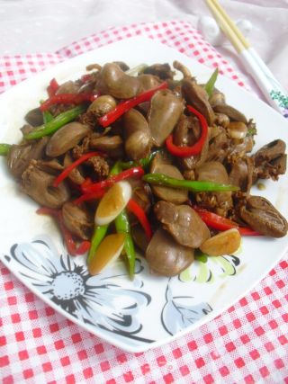 辣椒炒鸡心的做法步骤：7