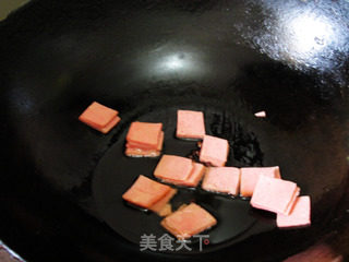 火腿炒白菜苔的做法步骤：4