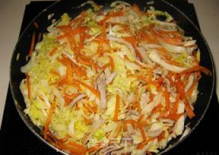 胡萝卜圆白菜炒肉的做法步骤：7