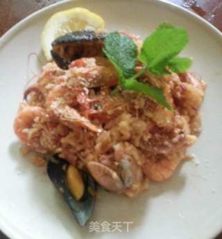 茄汁海鲜烩饭的做法步骤：5