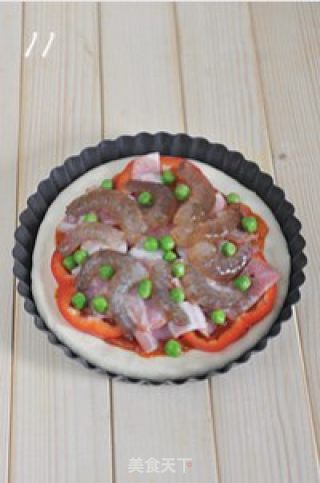 厚底鲜虾培根披萨的做法步骤：11
