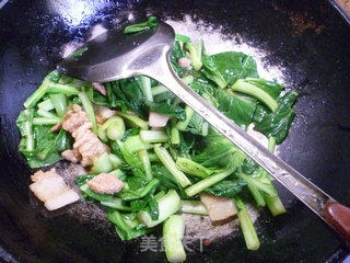 五花肉炒广东菜心的做法步骤：8