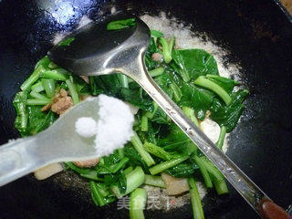 五花肉炒广东菜心的做法步骤：9
