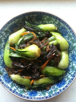 山蘑牛肉烧油菜的做法步骤：11