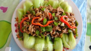 肉丝浇青菜的做法步骤：7