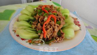 肉丝浇青菜的做法步骤：8