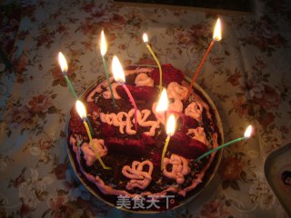 【巧克力水果蛋糕】----送给女儿的生日祝福的做法步骤：12