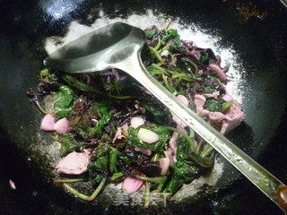 里脊肉炒红苋菜的做法步骤：11