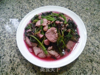 里脊肉炒红苋菜的做法步骤：12
