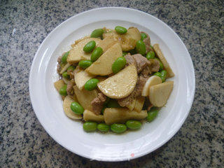 毛豆里脊肉炒茭白的做法步骤：15