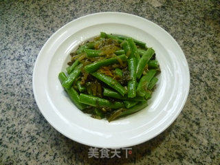 咸菜炒梅豆的做法步骤：6