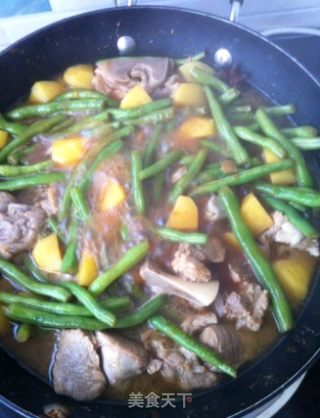 外婆的味道-脊骨酱焖豆角的做法步骤：5