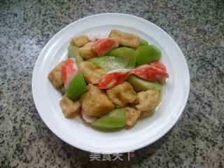 蟹柳丝瓜炒小油豆腐的做法步骤：12