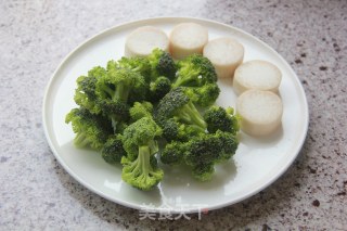 香煎杏鲍菇佐西兰花浓汁的做法步骤：1