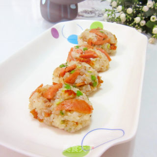 手抓饭---腊肉火腿饭团的做法步骤：9