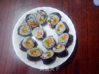 孩子们喜欢的小吃———海苔黄瓜火腿泡菜包饭的做法步骤：12