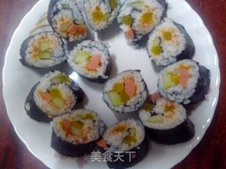 孩子们喜欢的小吃———海苔黄瓜火腿泡菜包饭的做法步骤：13