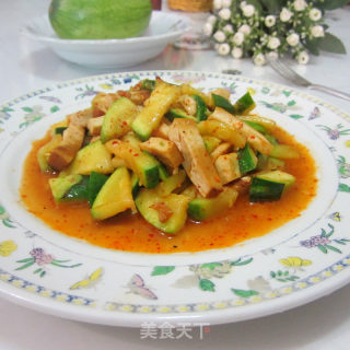 南瓜炒豆腐干的做法步骤：6