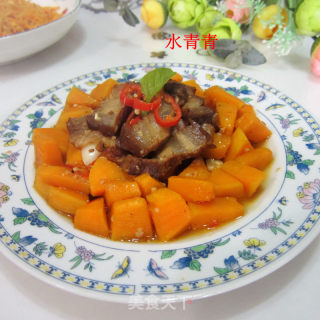老南瓜丁炒腊肉的做法步骤：7