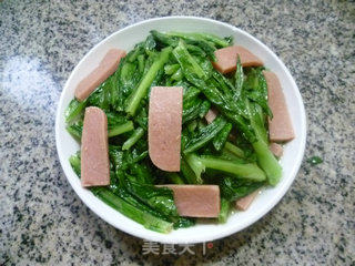 火腿片炒油麦菜的做法步骤：9