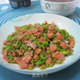 辣炒咸豆角火腿丁的做法步骤：8