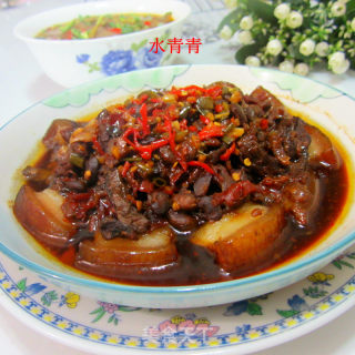 咸茄子蒸腊肉的做法步骤：9