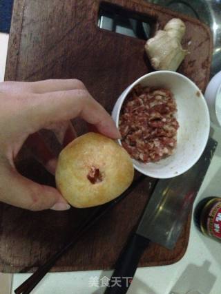 烧油面筋塞肉的做法步骤：4