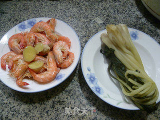 虾肉炒白菜咸齑的做法步骤：1