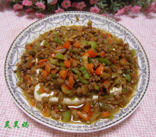 榨菜肉末蒸豆腐的做法步骤：11