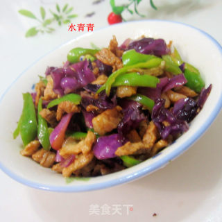 紫包菜炒肉的做法步骤：7