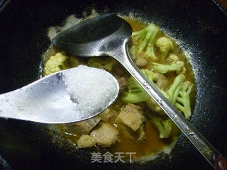 咖喱排骨花菜的做法步骤：8