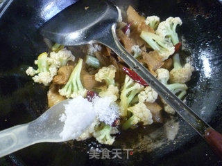 辣炒花菜面筋的做法步骤：10