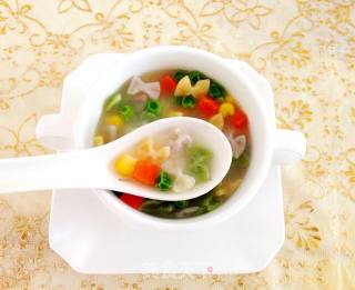 【私房彩蔬鸡汤蝴蝶面】--宝宝最爱的无添加自制蝴蝶面的做法步骤：14