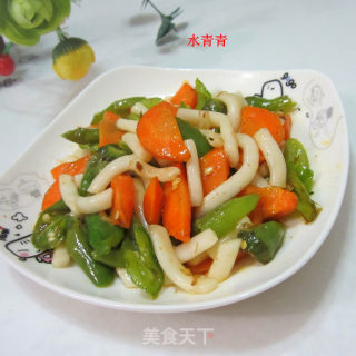 青椒红萝卜炒粉的做法步骤：7