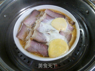 鸡蛋蒸酱肉的做法步骤：9