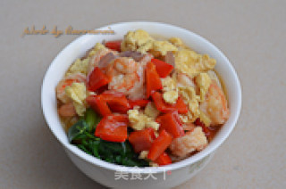 虾仁鸡蛋捞面的做法步骤：12