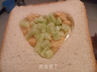 心形烤芝士肉松三明治的做法步骤：5