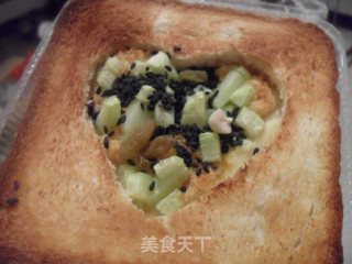 心形烤芝士肉松三明治的做法步骤：6