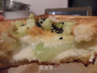 心形烤芝士肉松三明治的做法步骤：8