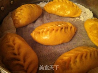 南瓜发面小白菜素蒸包的做法步骤：14