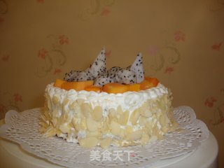 火龙果木瓜生日蛋糕的做法步骤：6