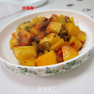 豆瓣酱烧老南瓜丁的做法步骤：6