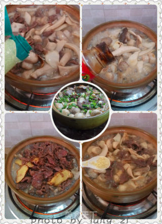 蚝油杂菇牛肉煲的做法步骤：3