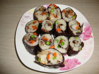 【糯米腊肉紫菜饭团】-----送给PP生日的祝福礼物的做法步骤：9