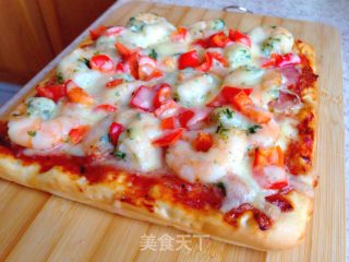 蒜蓉大虾Pizza-无需揉出膜的完美面包底！的做法步骤：14