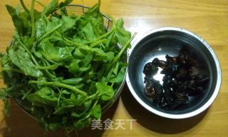 豌豆苗炒木耳的做法步骤：1