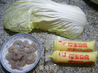 虾仁大白菜豆腐汤的做法步骤：1